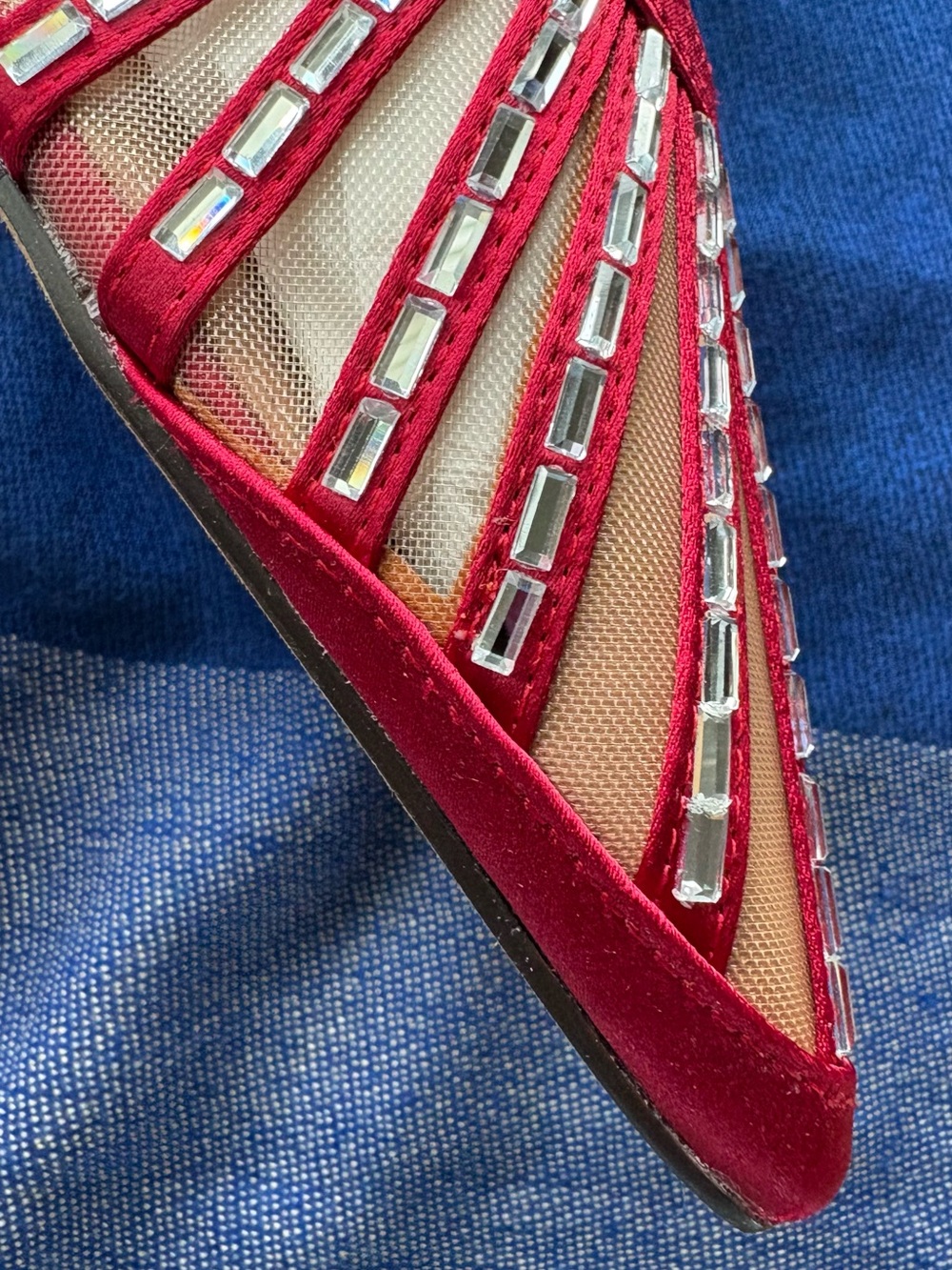 Paelo Red Crystal-Strap Pointed Toe Heels - Picture 5 of 5